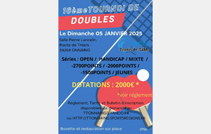 Tournoi de Doubles 05 Janvier 2025