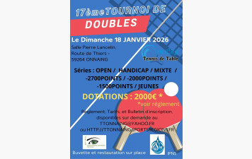 Tournoi de Doubles : Dimanche 18 Janvier 2026